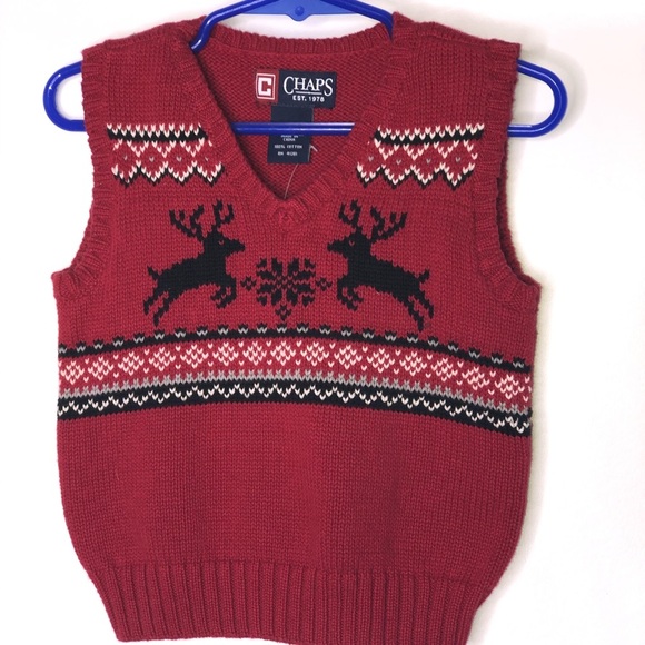 Chaps boys Christmas sweater vest reindeer NWT - Picture 1 of 3